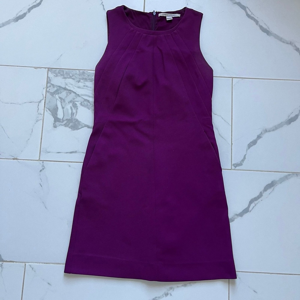 Diane Von Furstenberg Beet Purple Carpreena Twill Sheath Dress 6